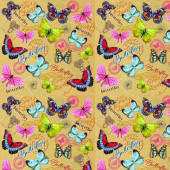 Упаковочная бумага, Крафт (0,7*1 м) Тропические бабочки, 1 шт.