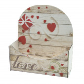 Декоративный ящик Конверт, Love и множество сердец, Белый, 18*8*20 см, 1 шт.