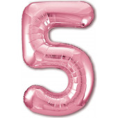 Шар (40''/102 см) Цифра, 5 Slim, Розовый фламинго, 1 шт. в упак. 