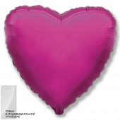 Шар (18''/46 см) Сердце, Пурпурный, 1 шт. в упак. 