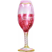 Шар (32''/81 см) Фигура, Бокал Шампанское, Розовый, 1 шт. 