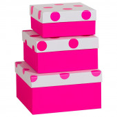 Набор коробок Точки, Розовый, 17*17*9 см, 3 шт.