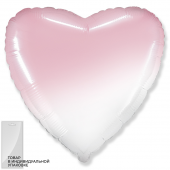 Шар (18''/46 см) Сердце, Розовый, Градиент, 1 шт. в упак. 