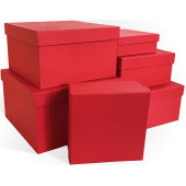 Набор коробок Тиснение лен, Красный, 25*25*15 см, 6 шт.