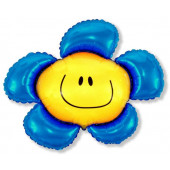 Шар (41''/104 см) Цветок, Солнечная улыбка, Синий, 1 шт. 