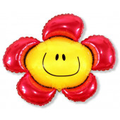 Шар (41''/104 см) Цветок, Солнечная улыбка, Красный, 1 шт. 