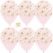 Шар (12''/30 см) Сверкающие бриллианты, Нежно-розовый (609), пастель, 5 ст, 25 шт.