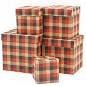 Набор коробок Куб, Стильные клетки, Красный, 17*17*17 см, 5 шт.