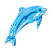 Шар с клапаном (17''/43 см) Мини-фигура, Дельфин, Голубой, 1 шт. 