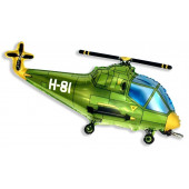 Шар (38''/97 см) Фигура, Вертолет, Зеленый, 1 шт. 