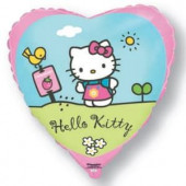 Шар (18''/46 см) Сердце, Hello Kitty, Котенок в саду, Розовый, 1 шт. в упак. 