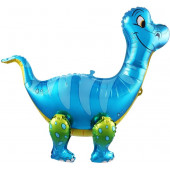 Шар (25''/64 см) Ходячая Фигура, Динозавр Брахиозавр, Синий, 1 шт. в упак. 