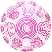 Шар (20''/51 см) Сфера 3D, Deco Bubble, Розовые круги, Прозрачный, Кристалл, 1 шт. в упак. 