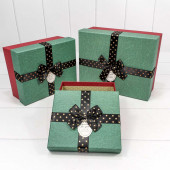 Набор коробок Золотые звезды, Особенный подарок, Красный/Зеленый, 25*20*10 см, 3 шт.