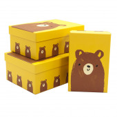 Набор коробок Медвежонок, Желтый, 19*19*10 см, 3 шт.
