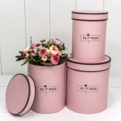 Набор коробок Цилиндр, Flowers, Розовый, 18*18*20 см, 3 шт.