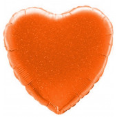 Шар (18''/46 см) Сердце, Оранжевый, Голография, 1 шт. 