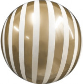 Шар (18''/46 см) Сфера 3D, Deco Bubble, Белые полосы, Золото, 1 шт. в упак. 