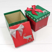 Набор коробок Северный олень, Красный/Зеленый, 11*11*11 см, 4 шт.