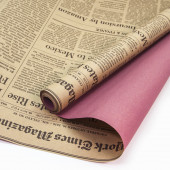 Упаковочная бумага, Крафт (0,7*9,14 м) Газета New York Times, Коричневый/Марсала, 1 шт.