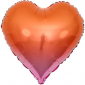Шар (18''/46 см) Сердце, Оранжевый/Розовый, Градиент, 1 шт. 