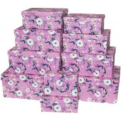 Набор коробок Прекрасные цветы, Розовый, 38*29*16 см, 10 шт.