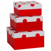 Набор коробок Точки, Красный, 17*17*9 см, 3 шт.