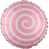 Шар (18''/46 см) Круг, Леденец Спираль, Розовый, 1 шт. 