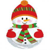Шар (9''/23 см) Мини-фигура, Снеговик в шапочке, 1 шт. 