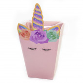 Коробка для цветов Трапеция, Цветочный единорог, Розовый, 15*15*30 см, 1 шт.