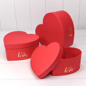Набор коробок Сердце, С Любовью, Красный, 25*24*12 см, 3 шт.