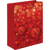 Пакет подарочный, Новогодние шарики, Красный, 32*26*8 см, 1 шт.