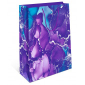 Пакет подарочный, Текстура мрамора, Фиолетовый, 22*18*10 см, 1 шт.