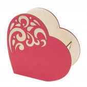 Декоративный ящик Сердце, Узор, Красный, 21*19*8 см, 1 шт.