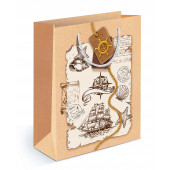 Пакет подарочный, Карта путешественника, Крафт, 23*18*10 см, 1 шт.