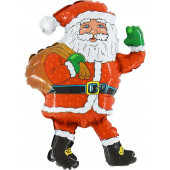 Шар (14''/36 см) Мини-фигура, Дед мороз с мешком, Красный, 1 шт. 