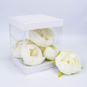 Коробка для цветов Прозрачный/Белый, 18*15*15 см, 1 шт.